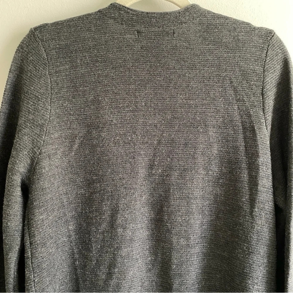TAHARI Extra Fine Merino Wool Dark Gray Open Cardigan Size L - Picture 8 of 13